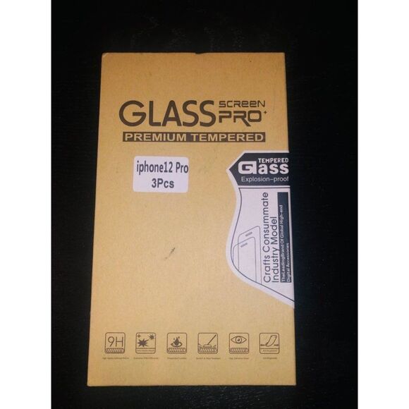 Brand New‎ Glass Screen Pro Premium Tempered iPhone 12 Pro 3 Pcs - Picture 1 of 3